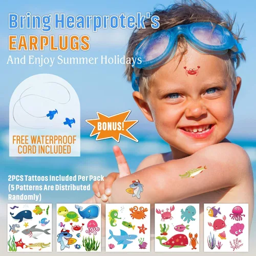 Miniatura 4 de Hearprotek 2 pares de tapones para los oídos de natación para niños, tapones para los oídos de agua suaves y reutilizables para niños para nadar