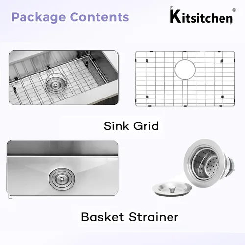 Miniatura 7 de Kitsitchen Fregadero de cocina para autocaravana, calibre 16, T304S, fregaderos de cocina de acero inoxidable para montaje inferior, fregadero