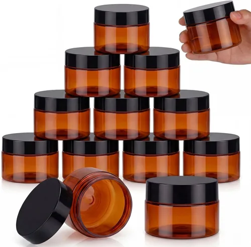 Miniatura 43 de SATINIOR Paquete de 12 frascos de plástico con tapas, frascos redondos para cosméticos de viaje, para artículos de tocador, loción, crema