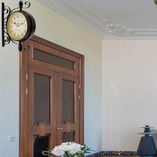 Miniatura 6 de Dyna-Living Reloj de pared de doble cara de 8 pulgadas, reloj vintage montado en la pared, rotación de 360 grados, relojes de pared antiguos, reloj