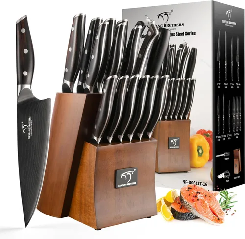 Miniatura 12 de NANFANG BROTHERS 9-Piece Damascus Kitchen Knife Set, 67-Layer VG10 Japanese Steel, Professional Chef Knives with Compact Wooden Block