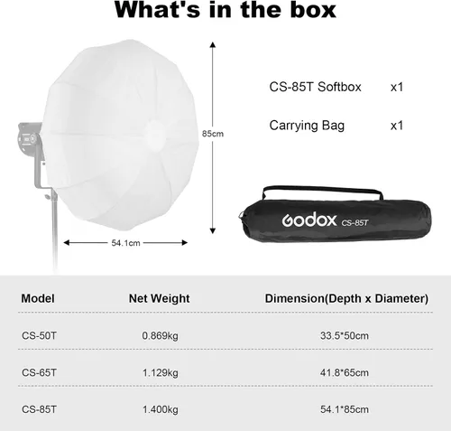 Miniatura 7 de Godox CS-65T - Difusor de luz de linterna de liberación rápida de 26 pulgadas/25.6 in, difusor de luz Bowens Mount Lantern Softbox para Godox LE200