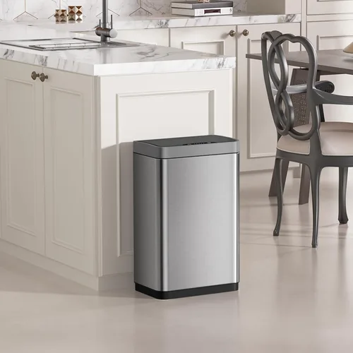 Miniatura 8 de Mbillion - Cubo de basura automático sin contacto de 15 galones con sensor de movimiento, cubos de basura inteligentes de acero inoxidable con tapa