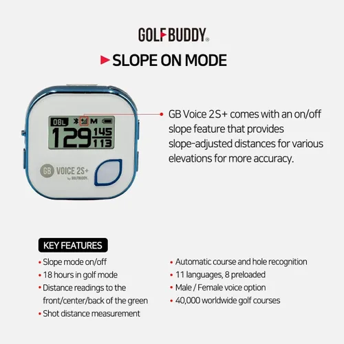 Miniatura 2 de GOLFBUDDY Voice 2S+ Telémetro GPS parlante, navegación con clip en el sombrero de golf, modo pendiente encendido/apagado, 18 horas de duración