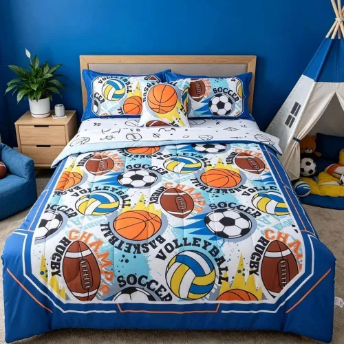 Miniatura 14 de lishjekee Juego de edredón de 6 piezas con diseño de animales de la selva para niños, juego de ropa de cama en una bolsa para niños y niñas
