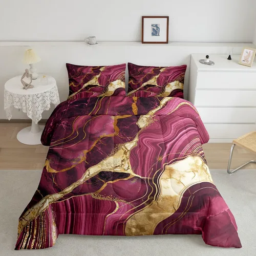 Miniatura 24 de Juego de edredón de mármol negro individual, ropa de cama dorada agrietada para adultos, hombres y mujeres, juegos de edredón de textura metálica