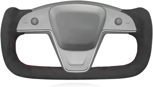 Miniatura 26 de MEWANT Funda de Volante de Athsuede con Costura Manual en Negro 9040 para Tesla Model S Yoke 2021-2023 Model X 2021-2023