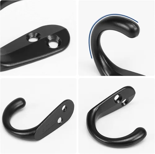 Miniatura 3 de NearMoon Ganchos para colgar en la pared, ganchos de metal resistente para bata de una sola punta, ganchos de pared inoxidables para toallas, Negro