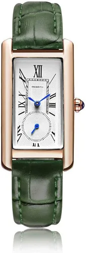 carlien Reloj de cuarzo para mujer elegante reloj de vestir rectangular con correa de cuero y corona de zafiro