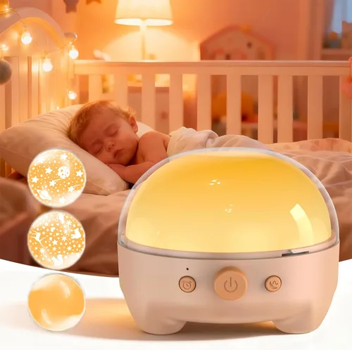 TeckyGem Máquina de sonido para bebés y luz nocturna para guardería | Máquina de sonido de ruido blanco 3 en 1, lámpara y proyector de guardería