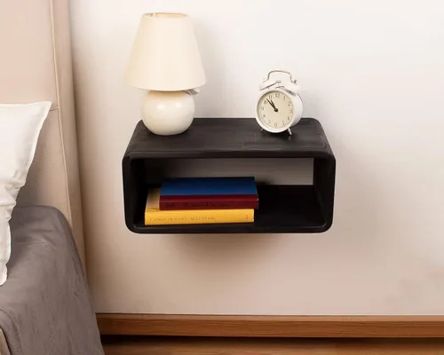 Miniatura 9 de Mesita de Noche Flotante de Madera, Mesa de Noche, Estantería de Noche, Hecho a Mano, Estante de Noche Montado en la Pared, Estilo Minimalista