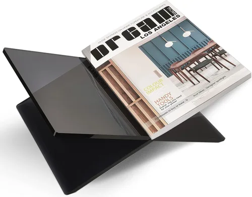 Honygebia Soportes de libros acrílicos negros – Soporte para libros de acrílico con marco cruzado, soporte abierto para exhibición y lectura,