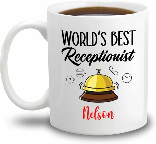 Miniatura 9 de Taza de café de recepcionista personalizada, regalos para agradecimiento, taza blanca de recepcionista, taza de viaje para recepcionistas, taza