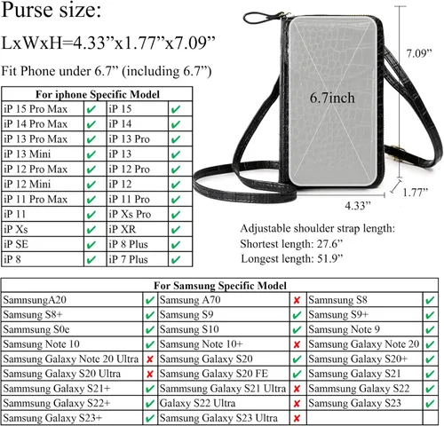 Miniatura 6 de Bolso cruzado pequeño para teléfono celular, cartera con tarjetero y ranura para tarjetas