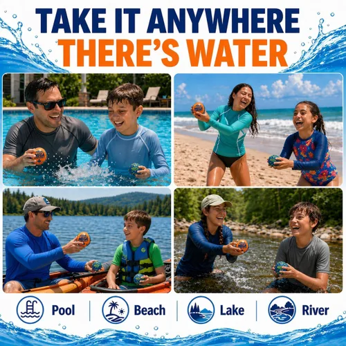 Miniatura 6 de Wave Runner Paquete de 2 pelotas de salto de agua, bolas de espuma suave para niños y adultos, rebota en el agua, juguetes de playa flotantes
