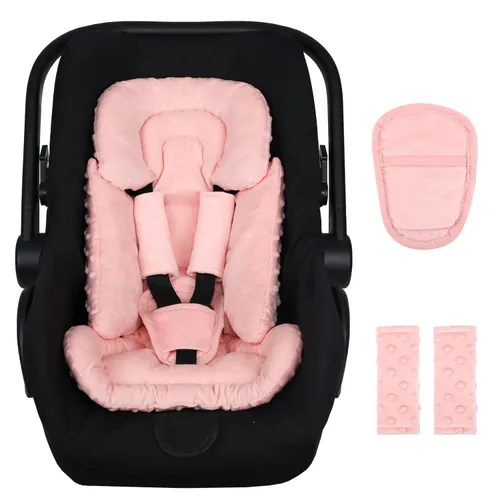 Inserto de asiento de automóvil para niño y niña, inserto de asiento de automóvil para recién nacido 3 en 1 con almohadillas para correa, soporte de