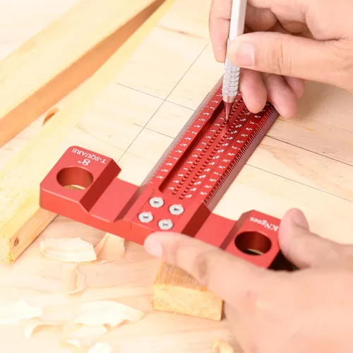 Miniatura 7 de Regla cuadrada en T para carpintería de 12 pulgadas con labios de apoyo reflexivos, regla de arquitecto para trabajo de carpintero, diseño