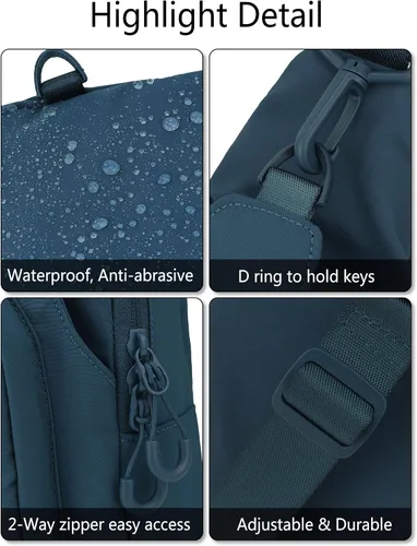 Miniatura 4 de Niumike Bolso bandolera pequeño con correas ajustables, bolsas cruzadas en el pecho, mochila diaria para mujeres y hombres, viajes al aire libre
