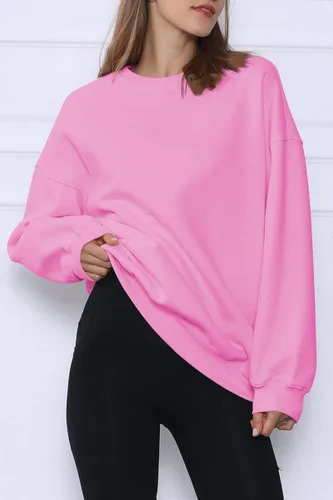 Miniatura 3 de EFAN Sudaderas de forro polar de gran tamaño para mujer, manga larga, cuello redondo, sudadera casual con capucha