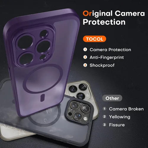 Miniatura 5 de TOCOL Funda para teléfono 14 Pro, compatible con cargador Magsafe, protección completa de cámara, protección contra caídas, funda translúcida mate