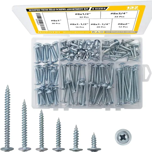 Miniatura 8 de JEGONFRI #8 Kit de surtido de tornillos de cabeza de cercha modificados negros, 132 piezas, Phillips Drive, tornillos de madera, tornillos, surtido