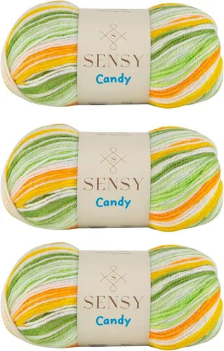 Miniatura 32 de Sensy Candy Yarn - Hilo de 5 madejas, 3.5 onzas, 251 yardas, multicolor para ganchillo y tejido, calibre ligero 3