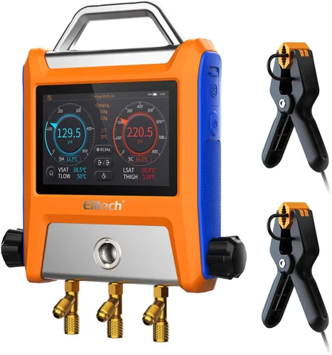 Miniatura 13 de Elitech Válvula de 2 vías de manómetro digital con abrazaderas de termómetro para sistemas HVAC, LMG-10