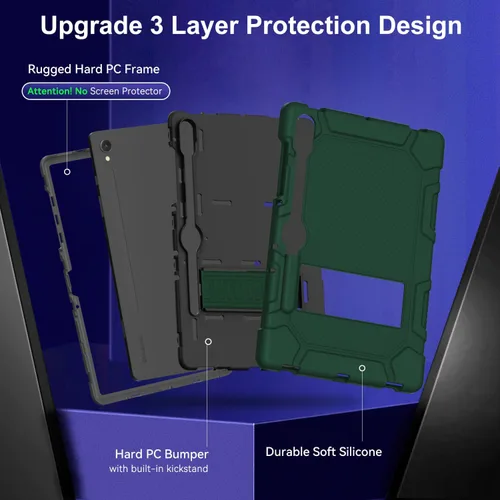 Miniatura 3 de Funda para Samsung Galaxy Tab S10 Lite/ S10 FE/ S9 FE 5G 10.9 Pulgadas/Galaxy Tab S9 11 Pulgadas 2023, Funda Protectora a Prueba de Golpes con Negro