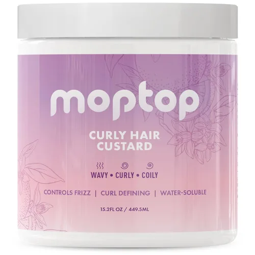 MopTop Gel de natillas para cabello fino, grueso, ondulado, rizado y rizado natural, hidratante antiencrespamiento, definidor y activador ligero de