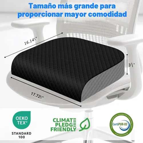 Miniatura 2 de Cojín de asiento, cojín de espuma viscoelástica para silla para aliviar el dolor de ciática y cadera, cojín antideslizante para oficina, hogar