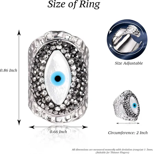 Miniatura 5 de Jeka Anillo de ojo malvado, joyería hippie punk cool anillos Mal De Ojo protección turca, Oro