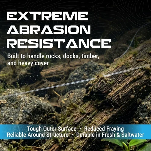 Miniatura 3 de Reaction Tackle Línea de pesca de fluorocarbono 100% puro, alta resistencia, resistente a la abrasión, hundimiento rápido, prácticamente invisible