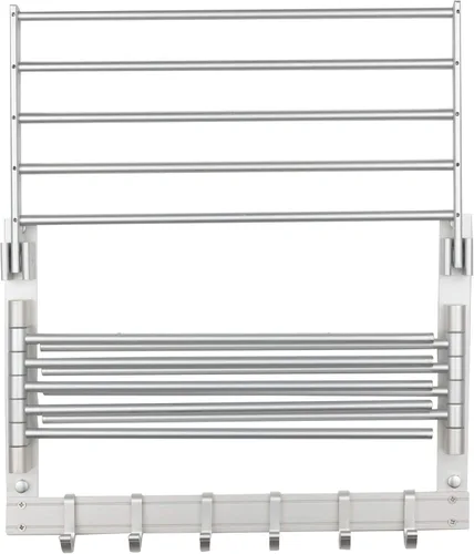 Miniatura 8 de BGT - Estante de secado de ropa para lavar la pared, organizador de lavandería con ganchos y brazos oscilantes, estante de metal de 17 pulgadas