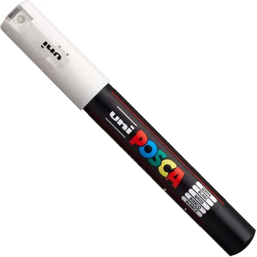 Miniatura 3 de Juego auténtico de marcadores Posca, 2 marcadores de pintura Posca de grado profesional en blanco y negro con punta extra fina de 1M