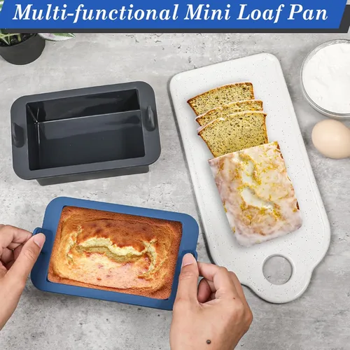Miniatura 5 de Webake Sartén de silicona para pan, sartén para hornear, mini sartén antiadherente con asa, sin BPA, juego de 2