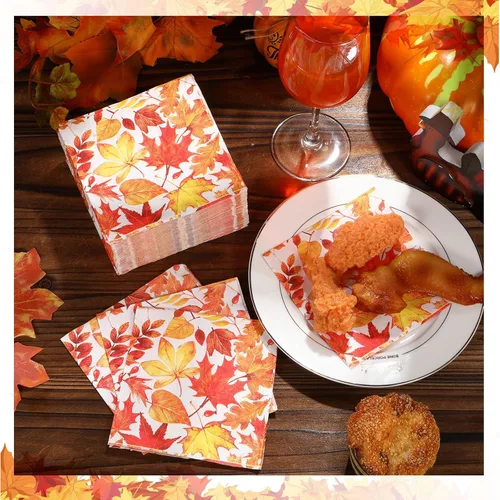 Miniatura 4 de Sherr 200 servilletas de papel de Acción de Gracias, servilletas de papel desechables para bebidas de otoño, toalla de invitados de otoño, toalla