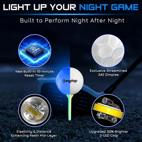 Miniatura 2 de KINGTOP Upgraded Glow in The Dark Golf Balls - Super Bright Light Up LED Golf Ball - with Glow Golf Tees and Storage Bag - Fun Night Golfing Gift