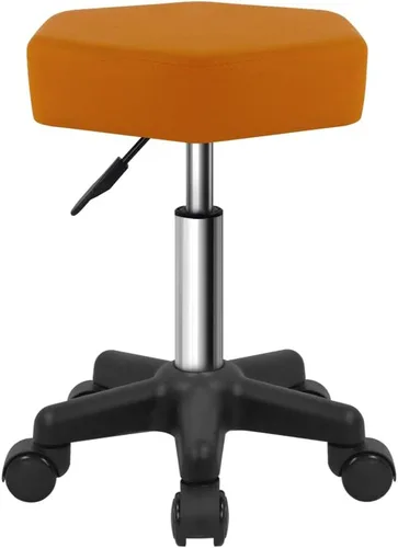 Miniatura 8 de FURWOO Taburete con ruedas hexagonales con ruedas para spa y salón de masaje, color negro