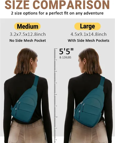Miniatura 6 de Bolsos cruzados para mujeres, bolso bandolera para hombres, pequeña mochila de senderismo antirrobo ligera para viajes al aire libre, Azul verdoso