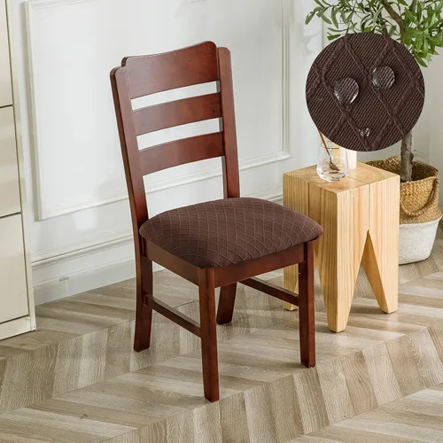 Miniatura 7 de Genina Fundas de asiento impermeables para sillas de comedor, fundas para sillas de comedor, fundas para sillas de cocina (chocolate, 6 piezas)