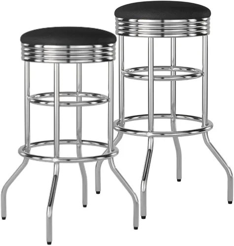 Miniatura 9 de TRINITY Taburete resistente de 30 pulgadas, encimera de cocina cromada giratoria de altura de barra, garaje o taller, asiento de piel sintética