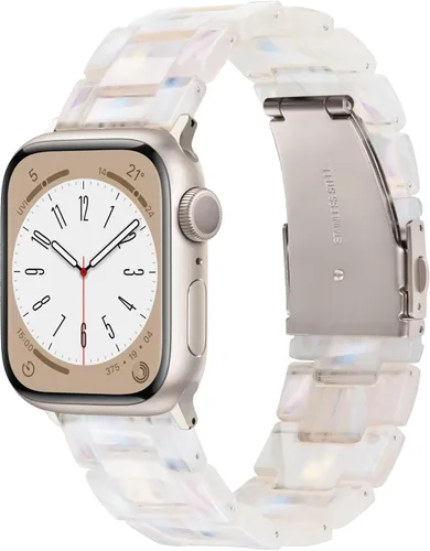Miniatura 43 de V.R.HOPE Correa de Resina para Reloj Compatible con Apple Watch para Mujeres 38mm 40mm 41mm 42mm Oro Rosa Ligero Pulsera de Pulsera para iWatch Beige