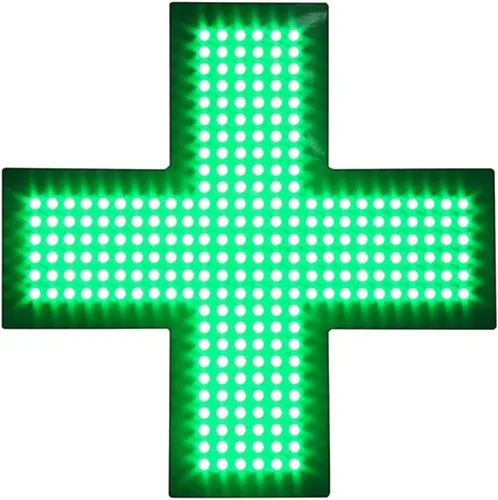 Letrero de dispensario LED de cruz médica. Accesorios de tienda colectiva Pantalla interior verde Decoración comercial de pared comercial para