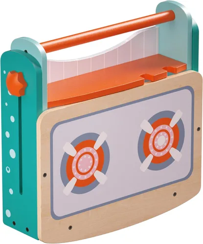 Miniatura 4 de Dailyfunn Estufa de Juguete de Madera Plegable y Portátil Juego de Cocina de Simulación con Accesorios de Cocina