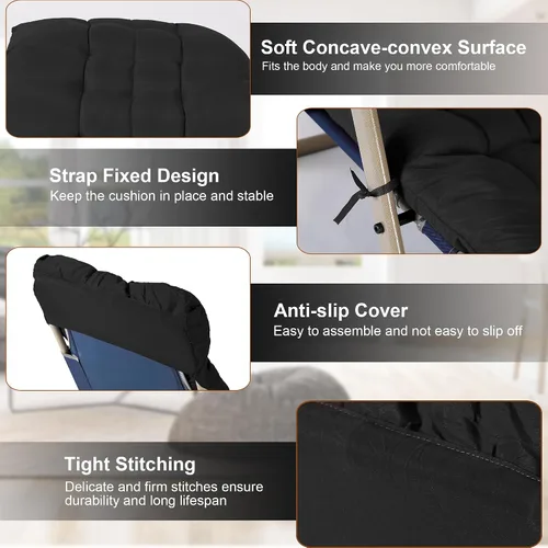 Miniatura 4 de Moclever Cojín para silla de gravedad cero de 67 x 22 x 4 pulgadas, cojín reclinable grueso para interiores y exteriores, cojín suave para tumbona