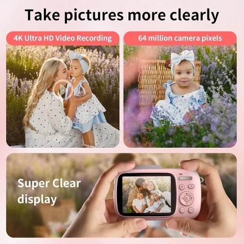 Miniatura 2 de WellTone - Cámara digital para niños, video 4K de 64 MP, cámaras fotográficas compactas de zoom de 18X, mini cámara de enfoque automático, pantalla
