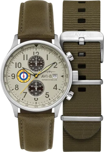 Miniatura 12 de Reloj analógico AV-4011 Hawker Hurricane, con mecanismo de cuarzo japonés, con correa de piel, de AVI-8