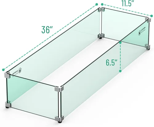 Miniatura 2 de Skyflame Protector de viento de vidrio para hoguera, 36" x 11.5" Parabrisas de vidrio templado que se ajusta a sartenes quemadoras de hoguera