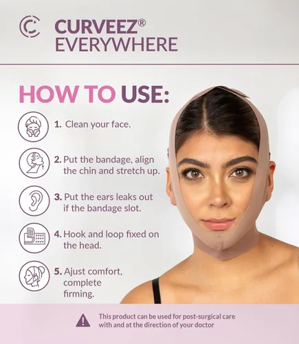 Miniatura 6 de CURVEEZ Cinturón Tonificante Facial Post Cirugía de Liposucción con Compresión y Correa para la Barbilla para Mujeres Faja Mentonera Reductora