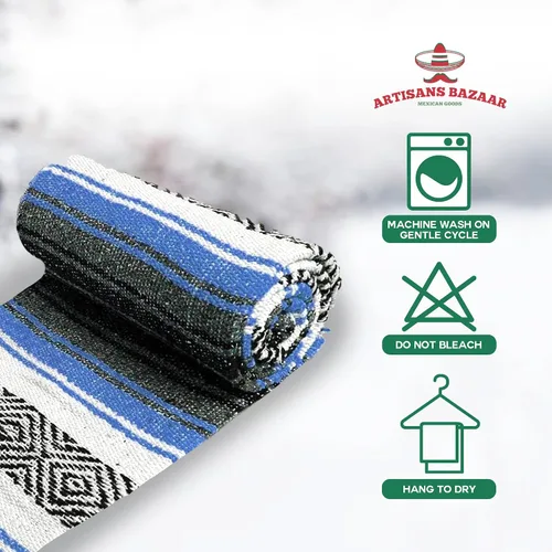 Miniatura 52 de Artisans Bazaar Poncho tradicional mexicano de Baja para hombres y mujeres, auténtico sarape de Gaban, manta de vaquero Pancho Jorongo